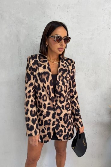 Duži ženski sako animal životinjskog leopard printa