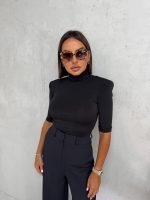 Basic crna rolka od likre sa 3/4 rukavima