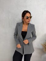 Sici prugasti trendi ženski strukirani sako