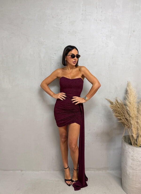 Micaela Burgundy mini svetlucava haljina