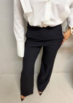 Crne basic zvonaste pantalone rasečenih nogavica