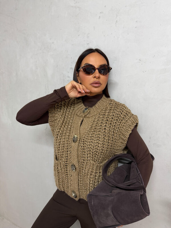 Keira Olive prsluk krupnog tkanja