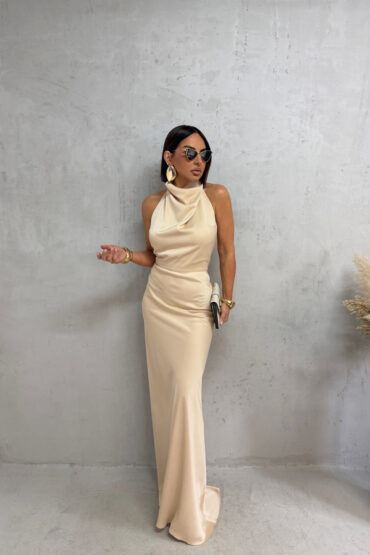 ARYA BEIGE ELEGANTNA SATENSKA HALJINA