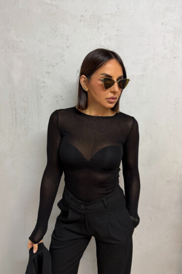 JIANNA BLACK BASIC TRANSPARENTNA BLUZA