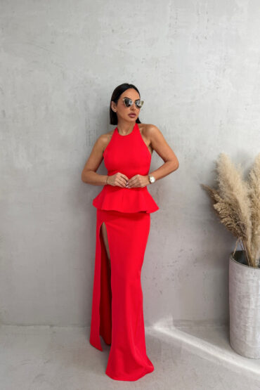 PHILIPPA RED KOMPLET SUKNJE I PEPLUM BLUZE