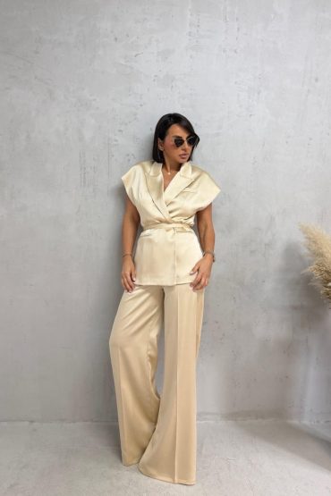 ELAINA CHAMPAGNE ELEGANTNI SATENSKI KOMPLET