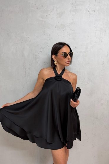 MIKAELA BLACK MINI SATENSKA HALJINA