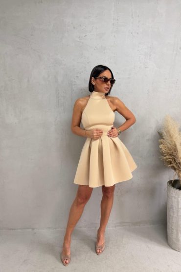 RIA BEIGE ELEGANTNA HALJINA OTVORENIH LEĐA